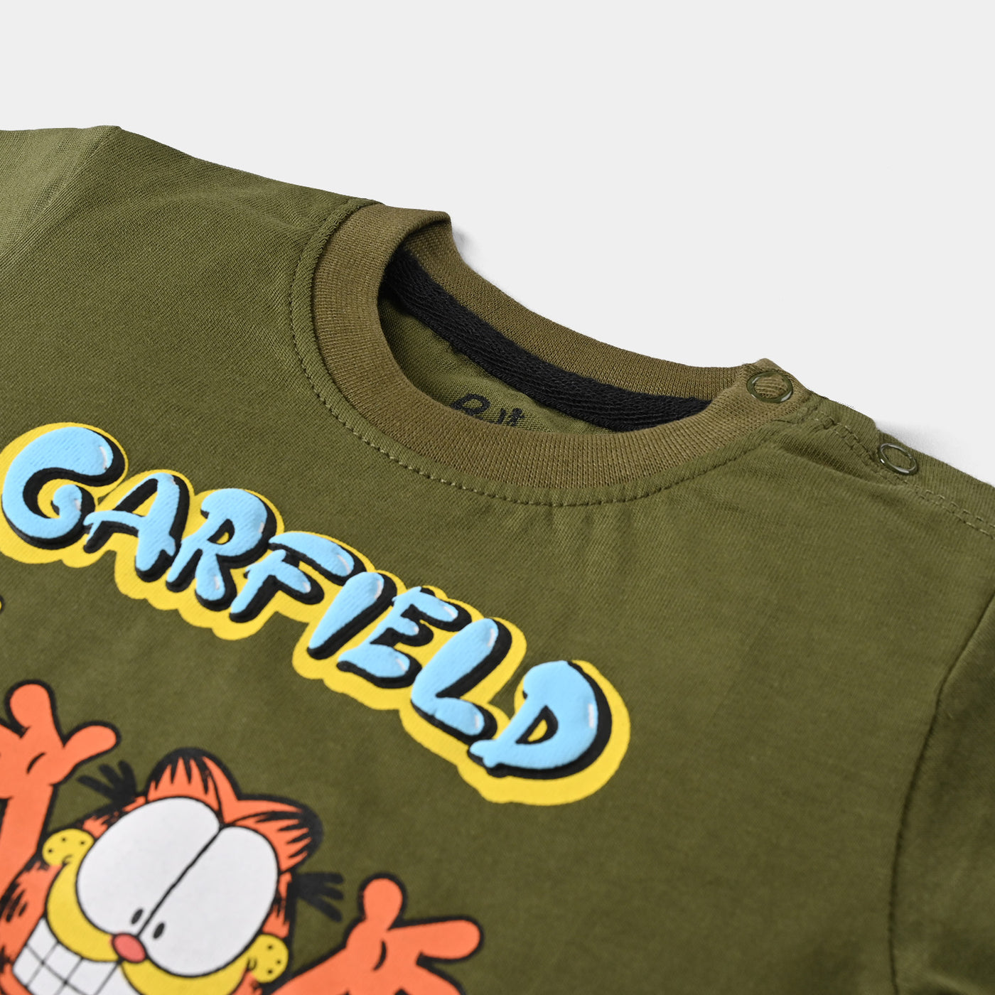 Infant Boys Slub Jersey T-Shirt Garfield-C. Olive