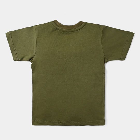 Infant Boys Slub Jersey T-Shirt Garfield-C. Olive