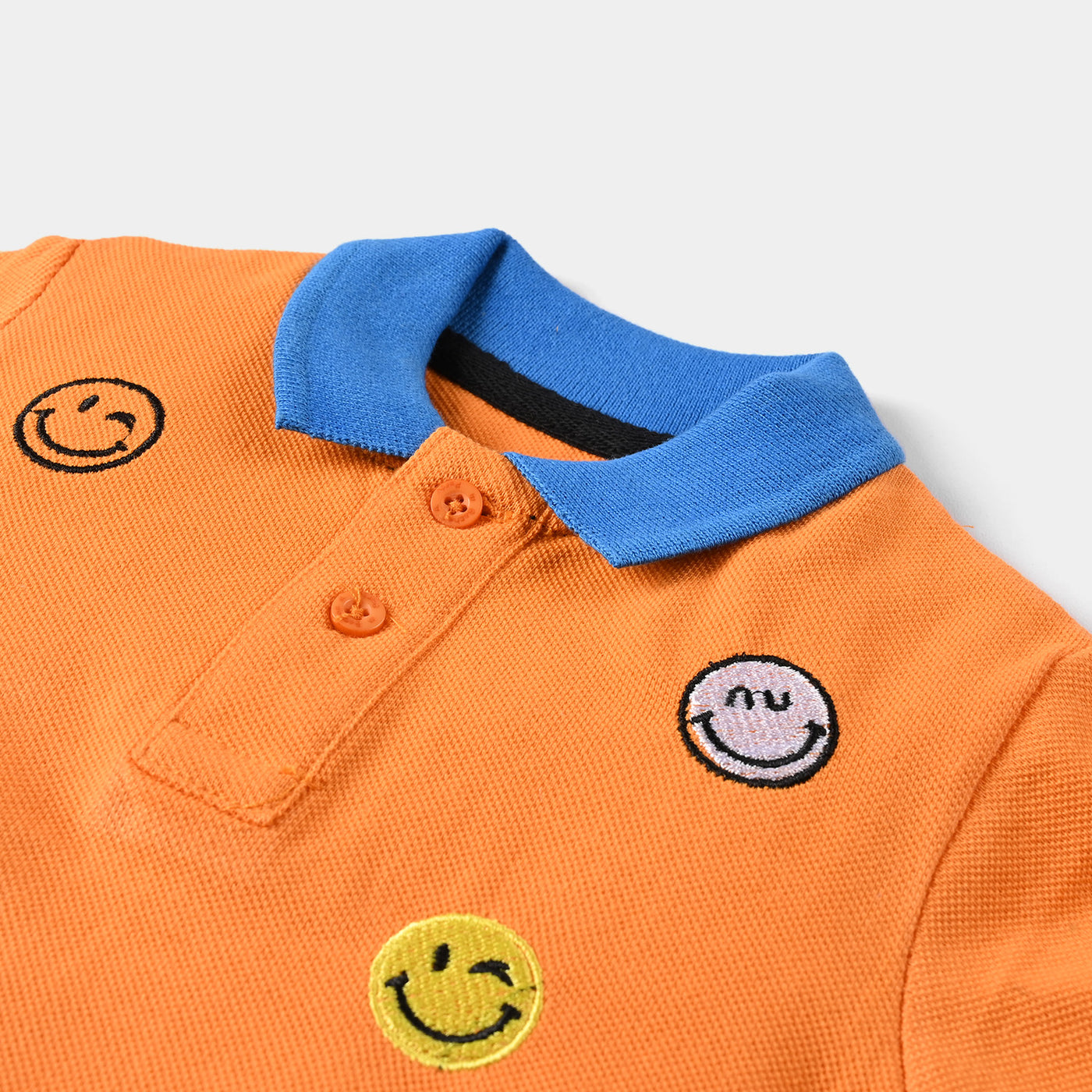 Infant Boys Cotton PK Polo T-shirt Smiley-B. Marigold