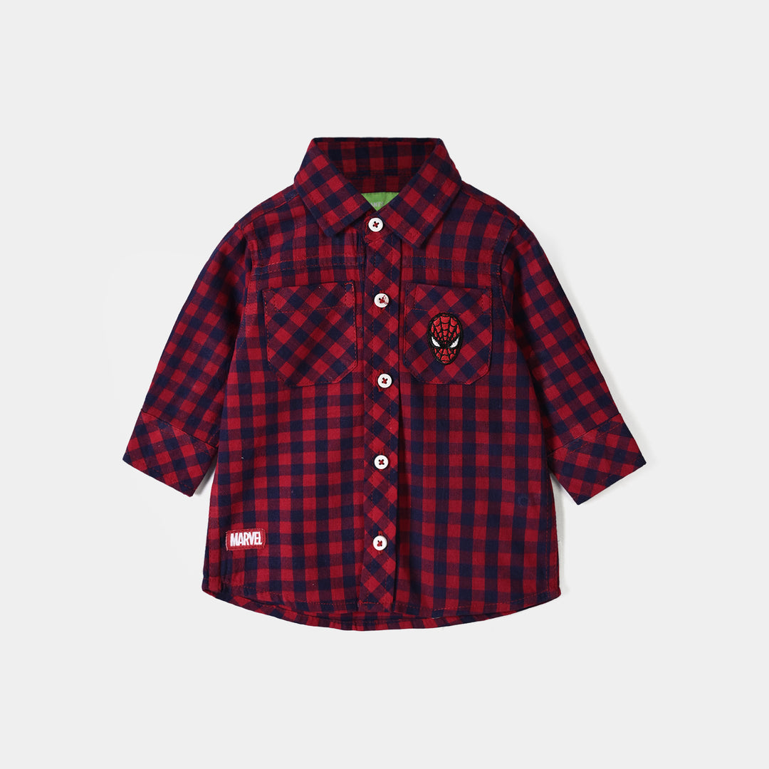 Infant Boys Yarn Dyed Basic Casual Shirt F/S Character-Red