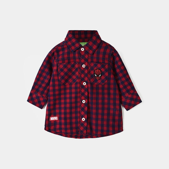Infant Boys Yarn Dyed Basic Casual Shirt F/S Character-Red