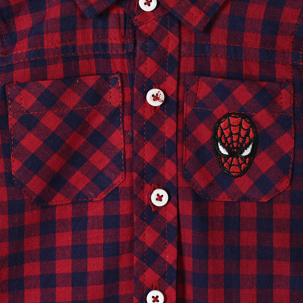 Infant Boys Yarn Dyed Basic Casual Shirt F/S Character-Red