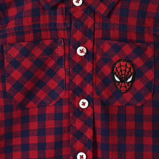 Infant Boys Yarn Dyed Basic Casual Shirt F/S Character-Red