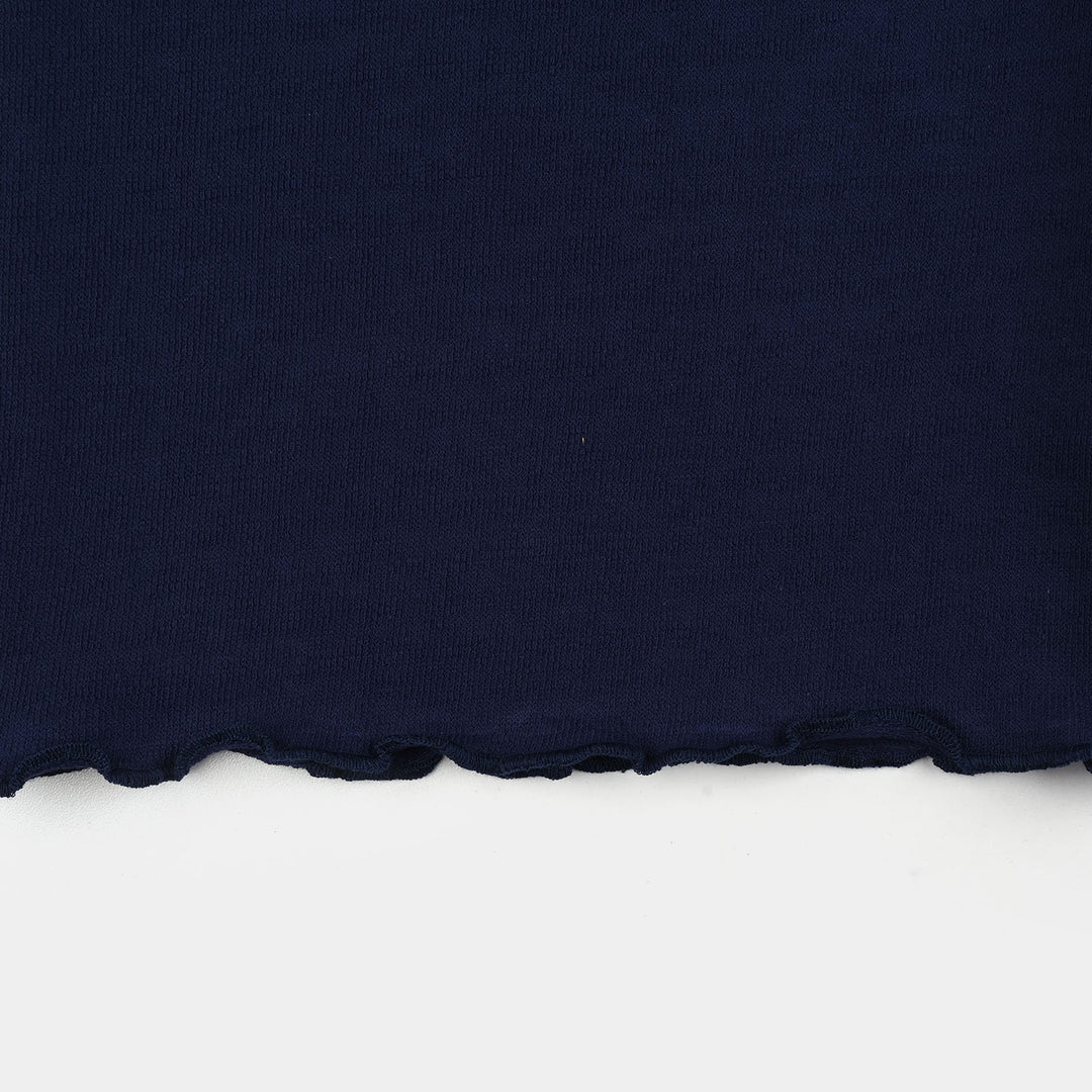 Girls Jersey/Terry S&P T-Shirt (Half Sleeve Good Day) – Navy Blue