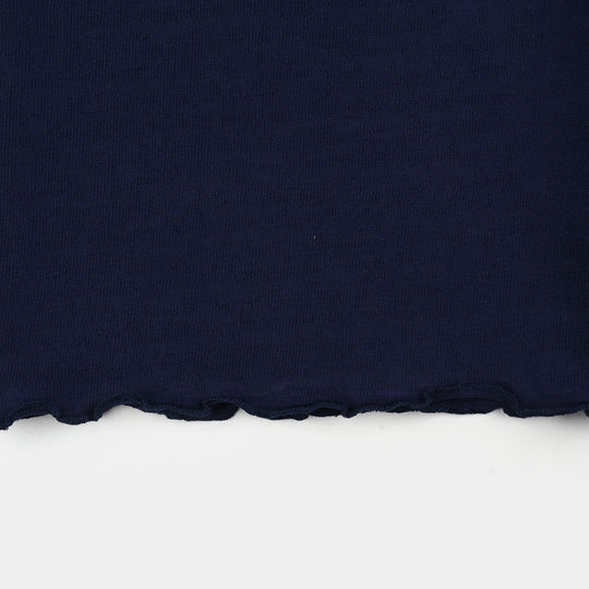 Girls Jersey/Terry S&P T-Shirt (Half Sleeve Good Day) – Navy Blue