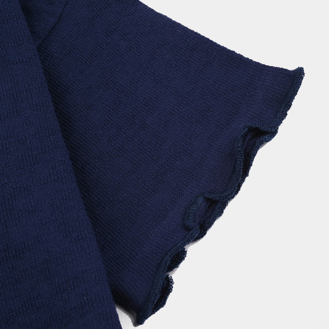 Girls Jersey/Terry S&P T-Shirt (Half Sleeve Good Day) – Navy Blue