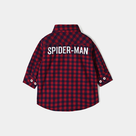 Infant Boys Yarn Dyed Basic Casual Shirt F/S Character-Red