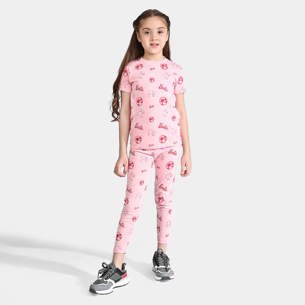 Girls Yarn Dyed Night Suit-Candy Pink