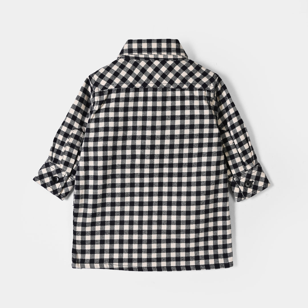 Infant Boys Flannel Basic Casual Shirt F/S Hooded-Off.White