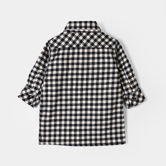 Infant Boys Flannel Basic Casual Shirt F/S Hooded-Off.White