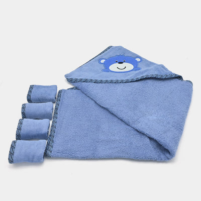 Baby Hooded Bath Towel + 4PCS Face Towel Set | 5Pcs