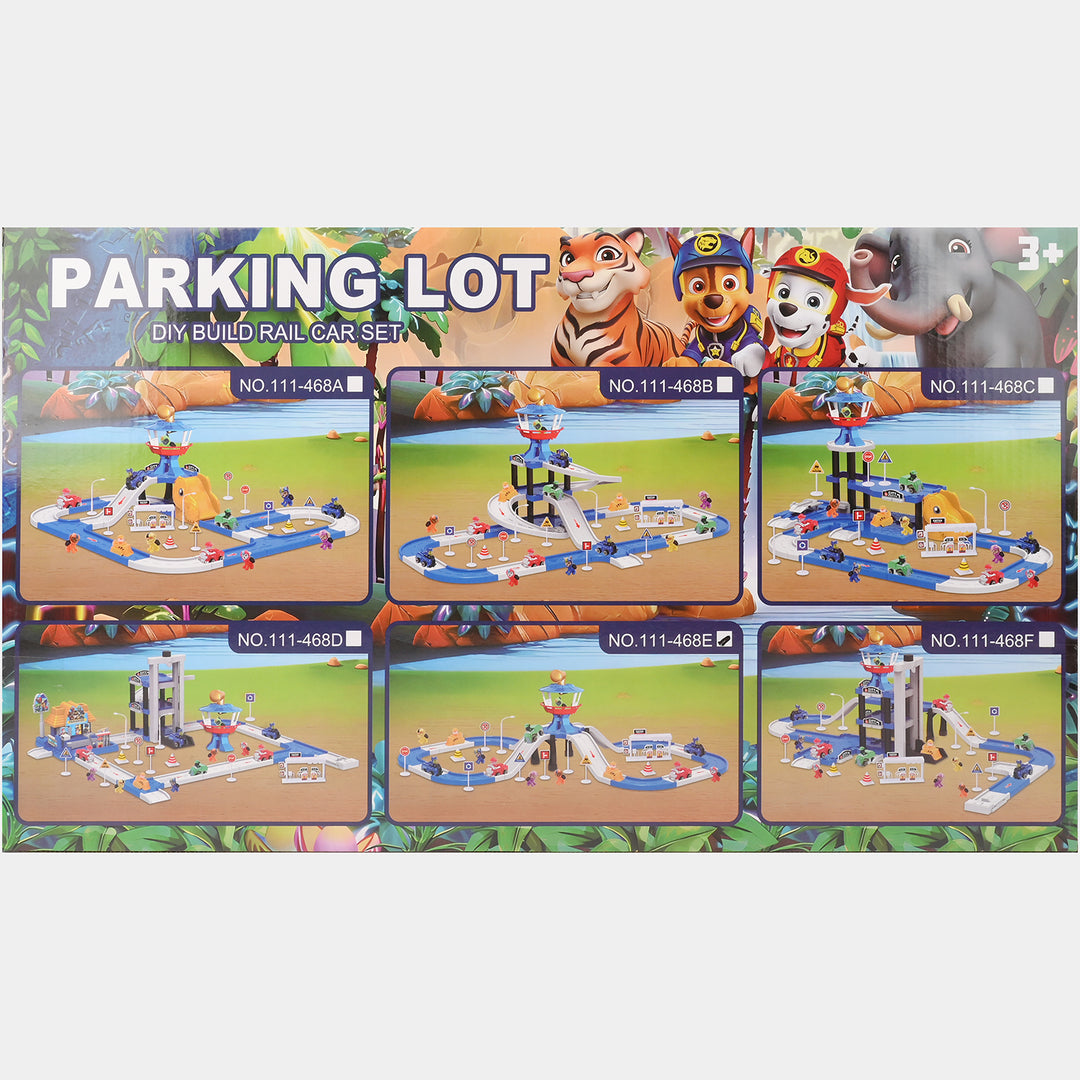 Parking Lot DIY Build Rail Car Set – 4 Car Playset