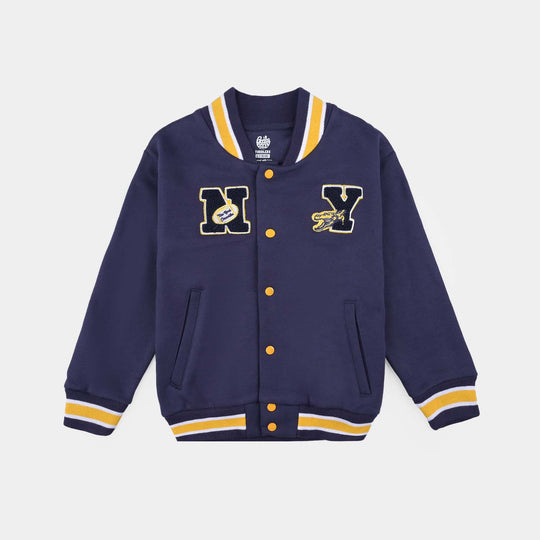 Boys Fleece Knitted Jacket NY-Navy Blue