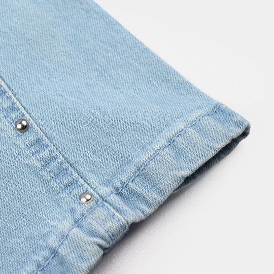 Girls Denim Stretch Pant (Studs Seam) – Light Blue