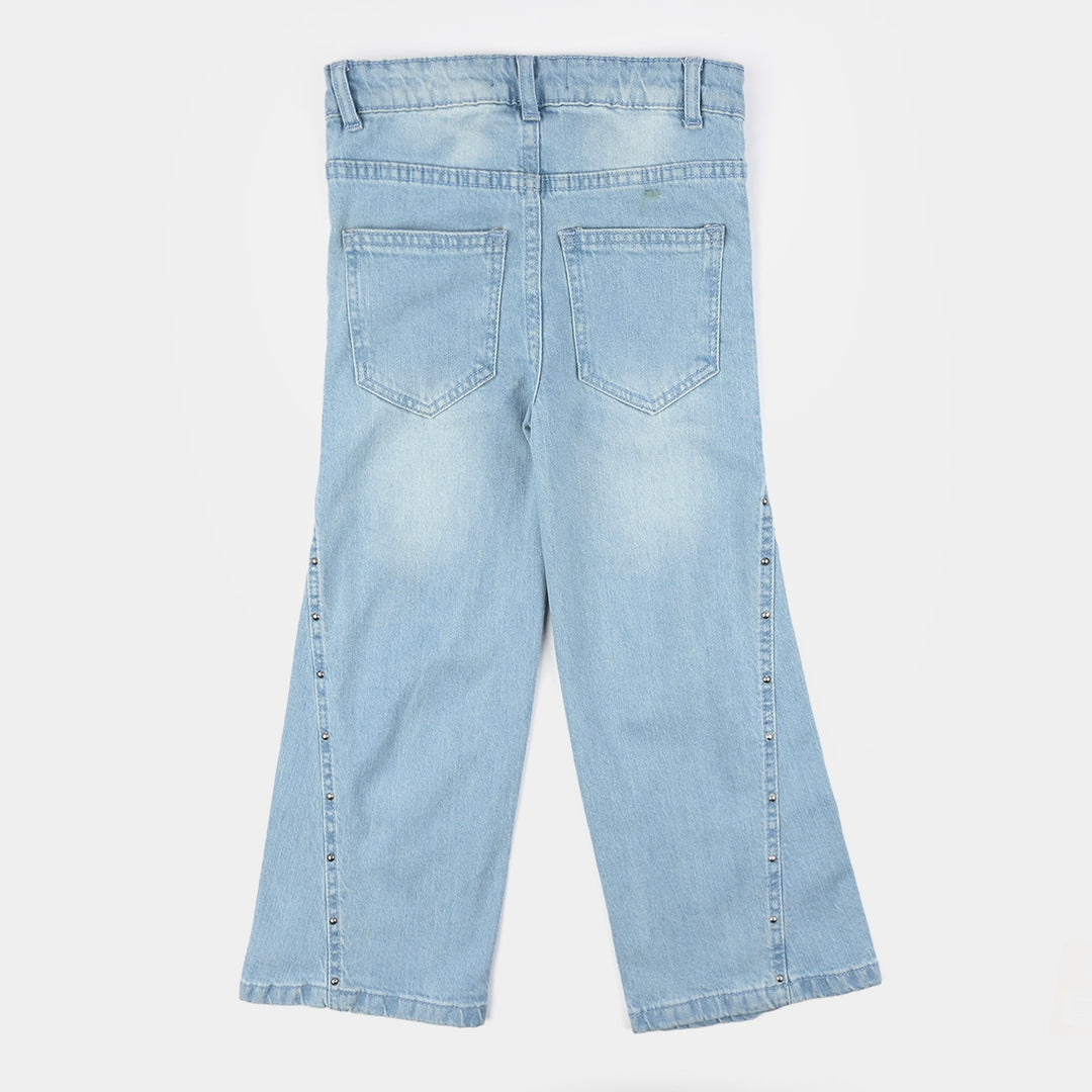 Girls Denim Stretch Pant (Studs Seam) – Light Blue