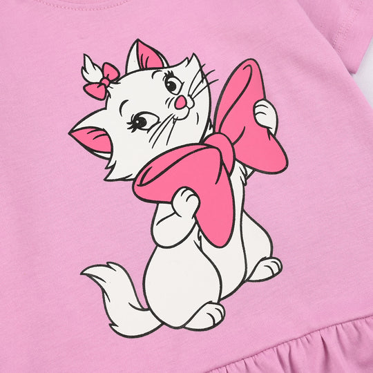 Infant Girls Jersey/Terry Knitted Frock (Character) - Pink