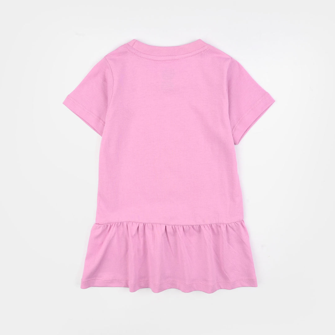 Infant Girls Jersey/Terry Knitted Frock (Character) - Pink