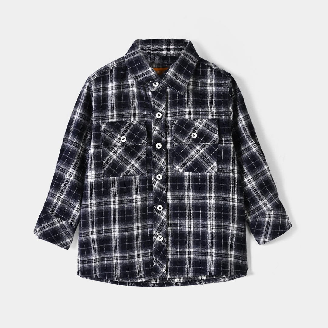 Boys Flannel Casual Shirt F/S Baseball-GREY