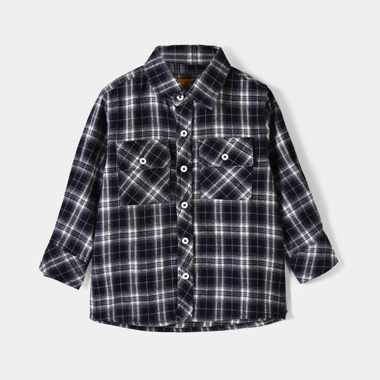 Boys Flannel Casual Shirt F/S Baseball-GREY