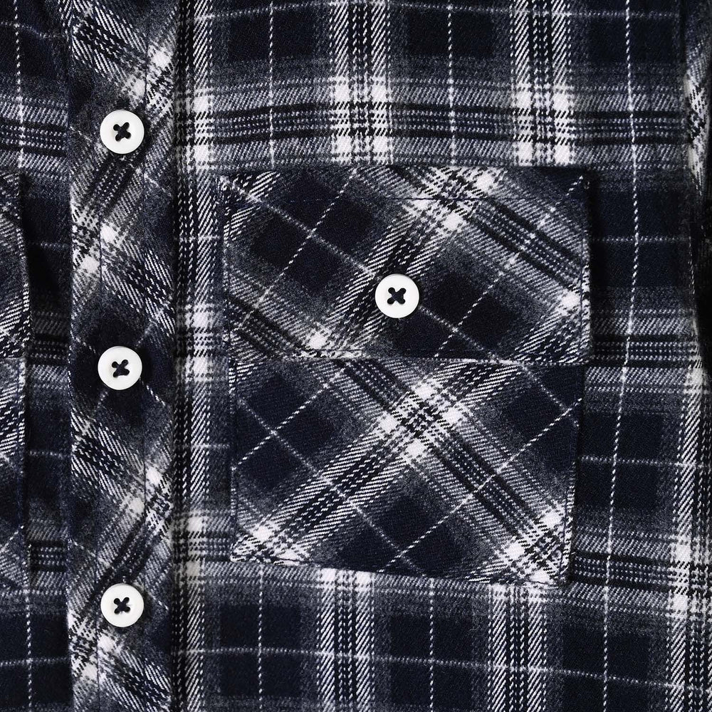 Boys Flannel Casual Shirt F/S Baseball-GREY