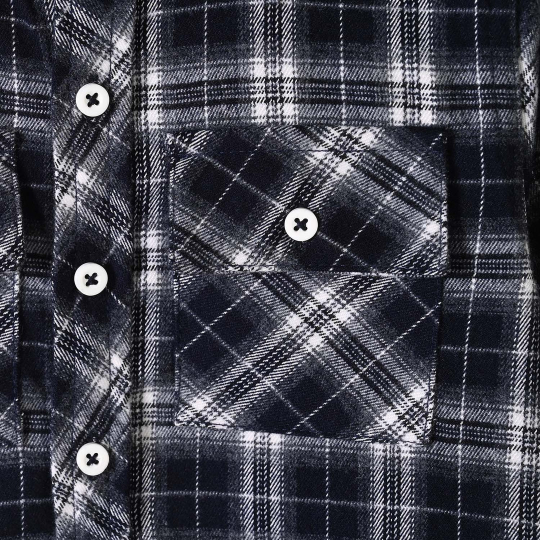 Boys Flannel Casual Shirt F/S Baseball-GREY