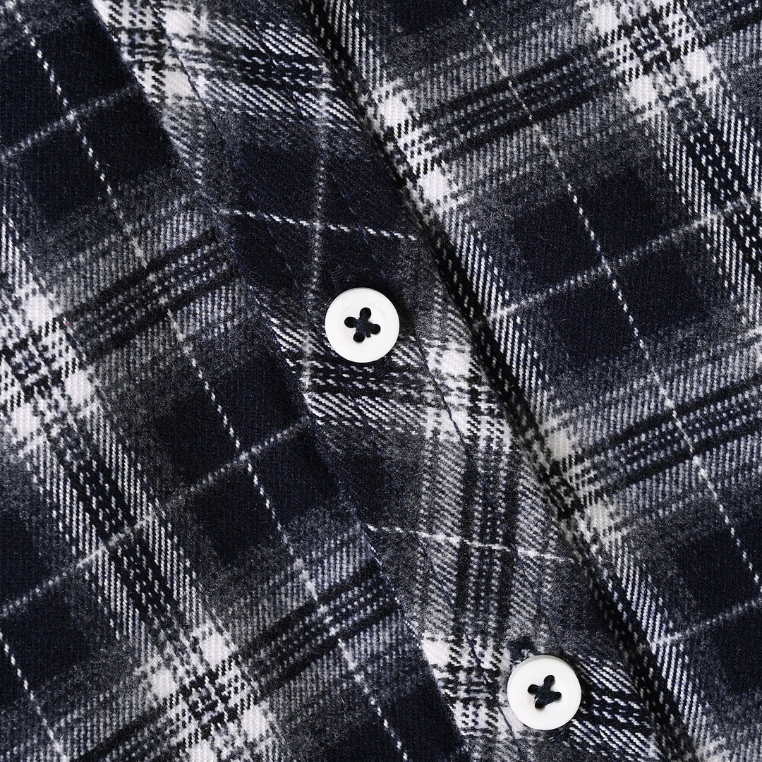 Boys Flannel Casual Shirt F/S Baseball-GREY