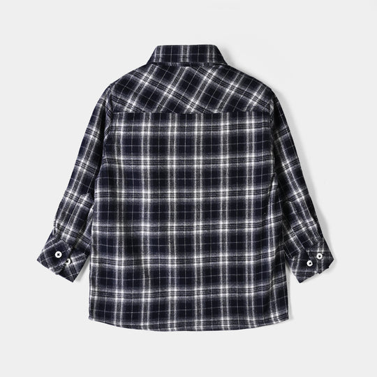 Boys Flannel Casual Shirt F/S Baseball-GREY