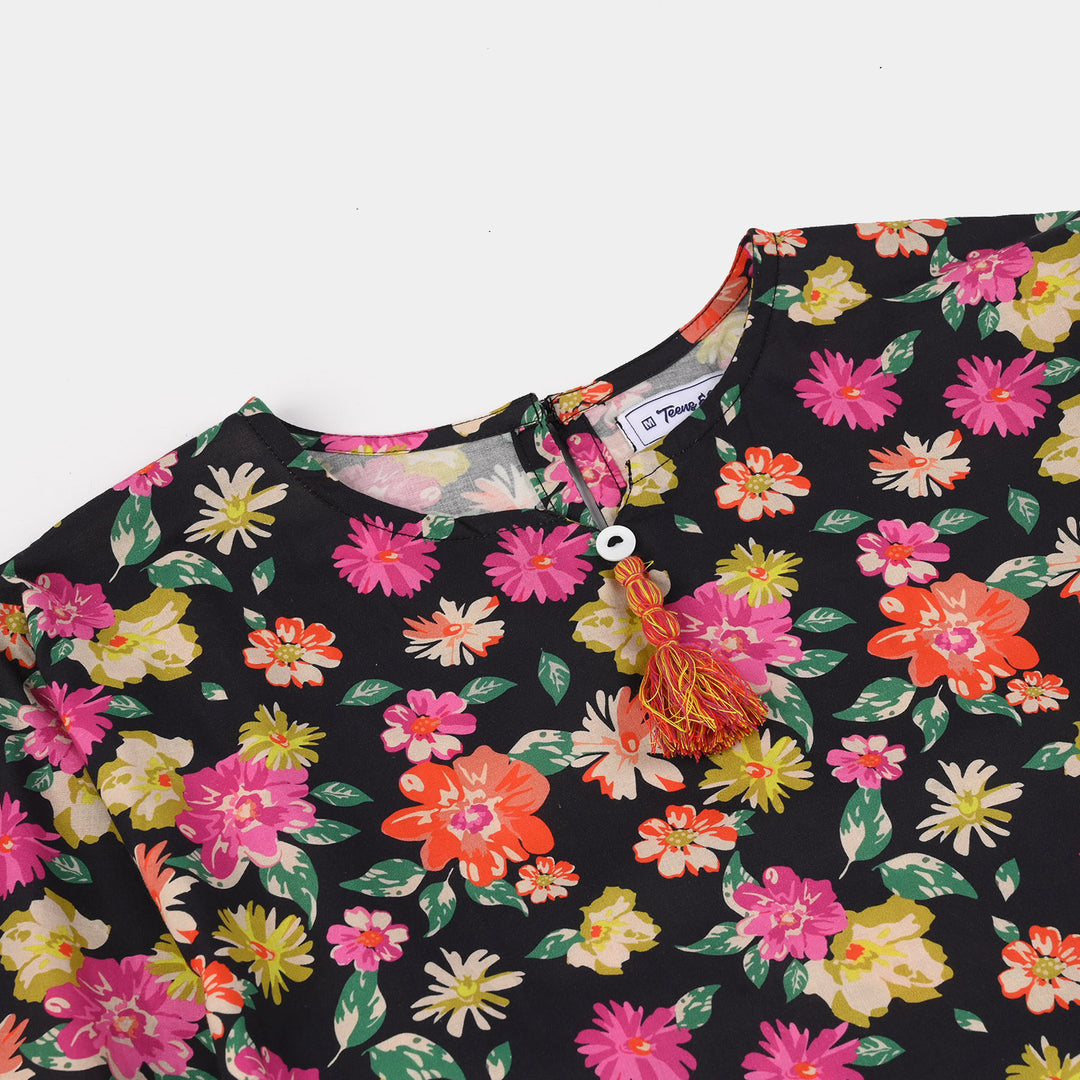 Teens Girls Cotton Printed 2-Piece Set - Raspberry/Multi