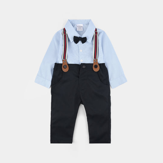 Infant Boys Cotton Interlock Suit-NAVY/BLUE