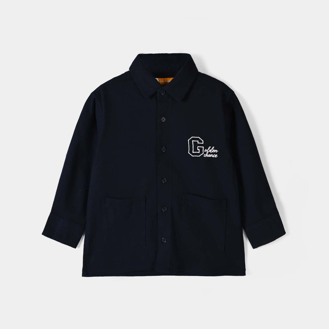 Boys Yarn Dyed Casual Shirt F/S Golden Days-NAVY