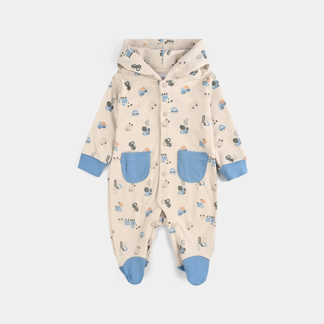 Infant Boys Cotton Interlock Romper-BEIGE