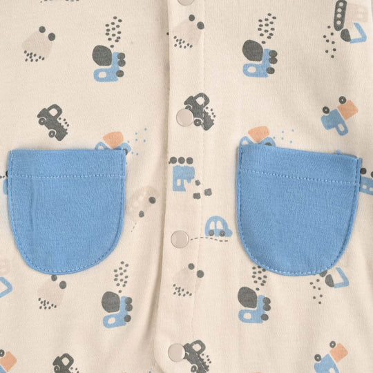 Infant Boys Cotton Interlock Romper-BEIGE