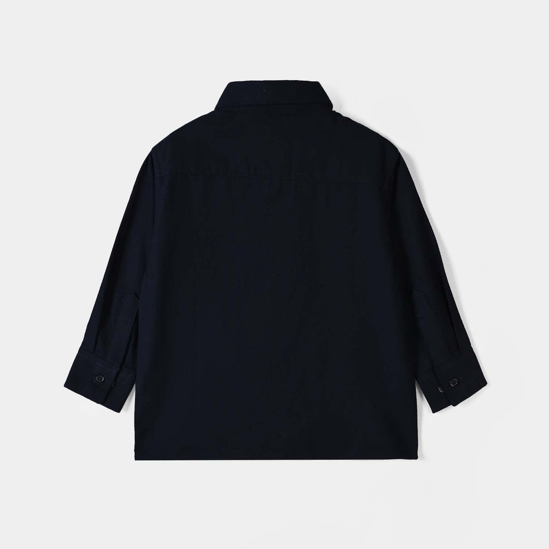 Boys Yarn Dyed Casual Shirt F/S Golden Days-NAVY