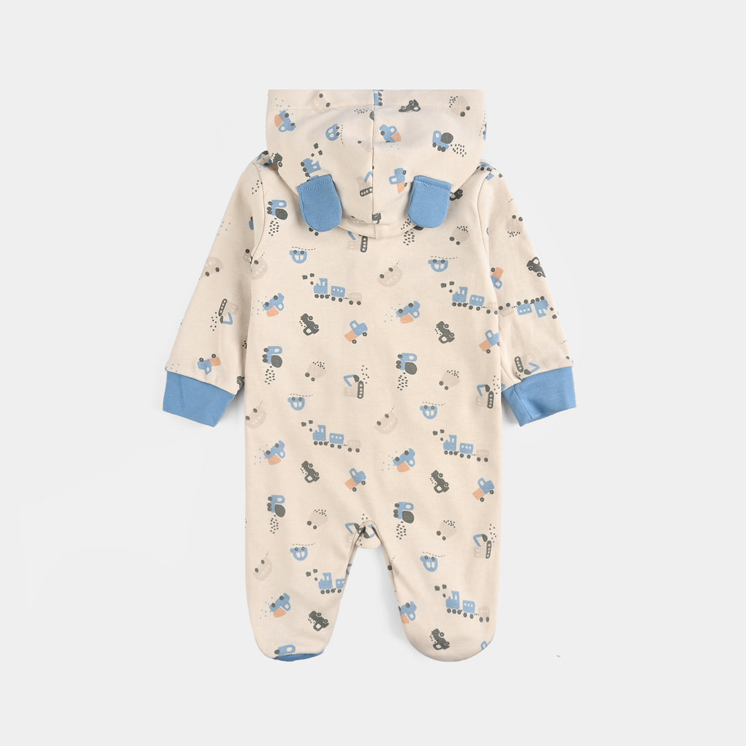 Infant Boys Cotton Interlock Romper-BEIGE