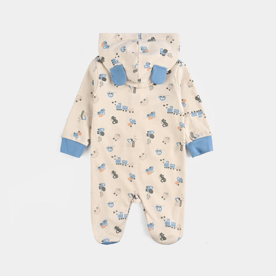 Infant Boys Cotton Interlock Romper-BEIGE
