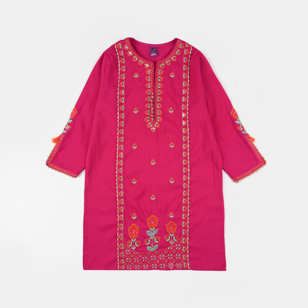 Girls Poly Cambric 3-Piece Set (Rangeen) – Shocking Pink