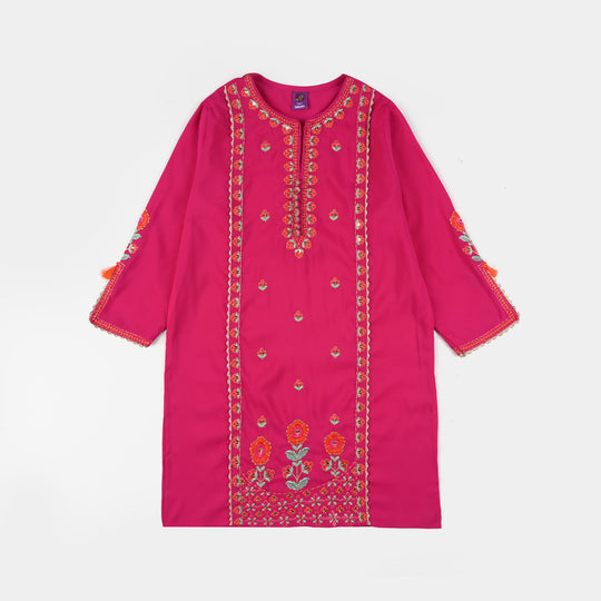 Girls Poly Cambric 3-Piece Set (Rangeen) – Shocking Pink