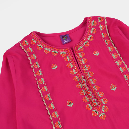 Girls Poly Cambric 3-Piece Set (Rangeen) – Shocking Pink