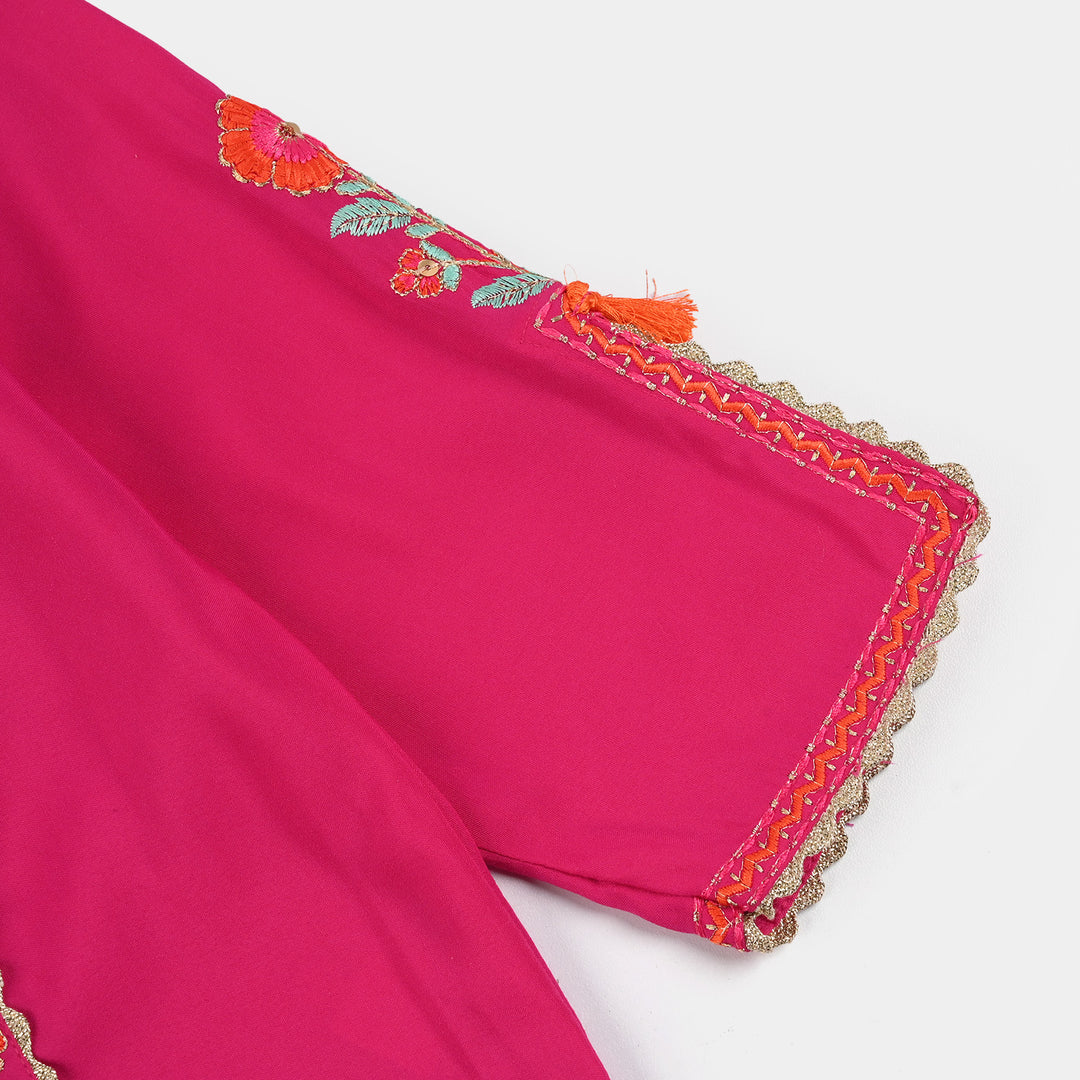 Girls Poly Cambric 3-Piece Set (Rangeen) – Shocking Pink