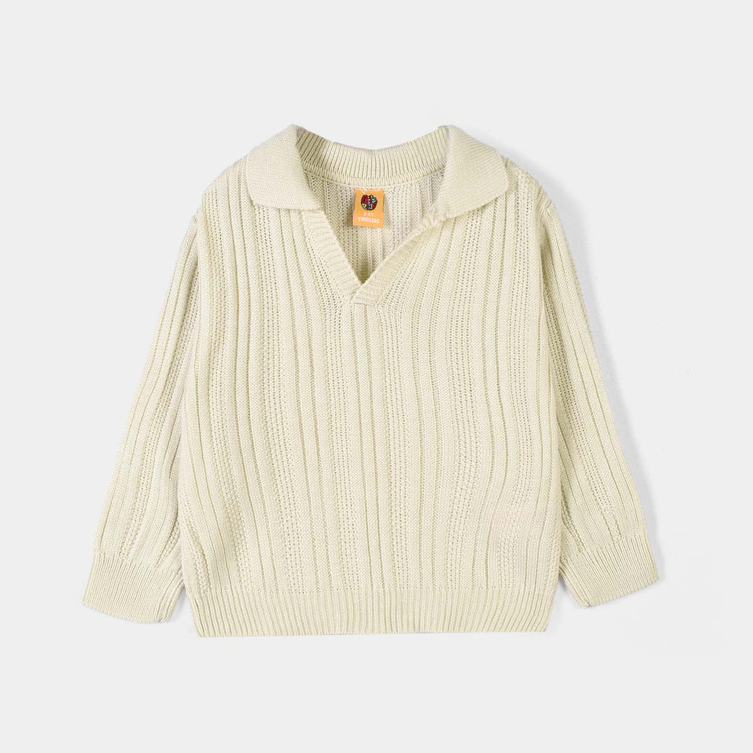 Boys Acrylic Sweater-Dropline-Off.White