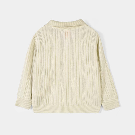 Boys Acrylic Sweater-Dropline-Off.White