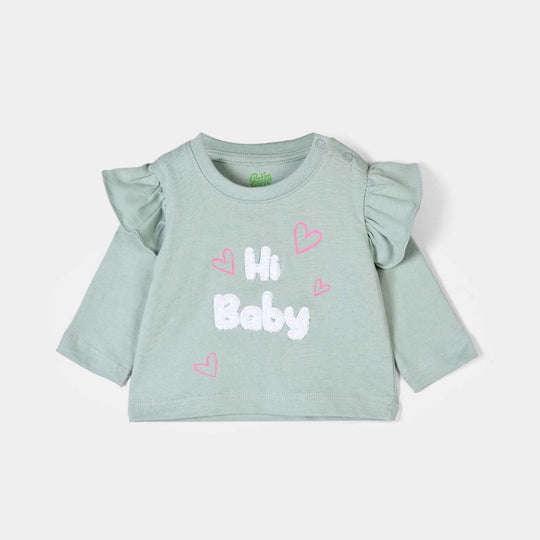 Infant Girls Cotton Jersey T-Shirt F/S Hi Baby-Blue.Surf