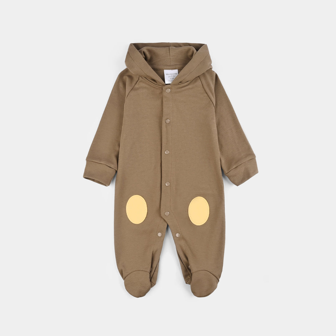 Infant Boys Cotton Interlock Romper-BROWN