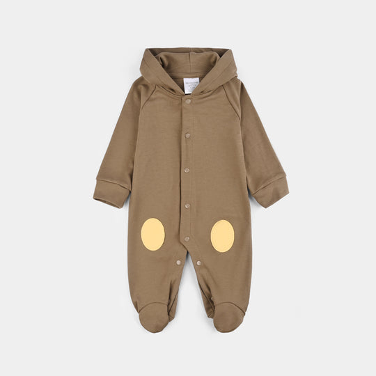 Infant Boys Cotton Interlock Romper-BROWN
