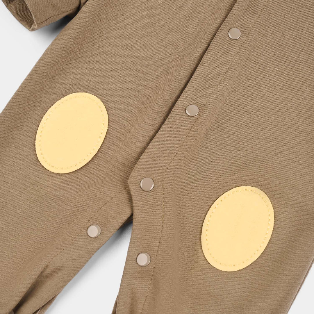 Infant Boys Cotton Interlock Romper-BROWN