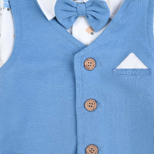Infant Boys Cotton Interlock Romper-Blue/White