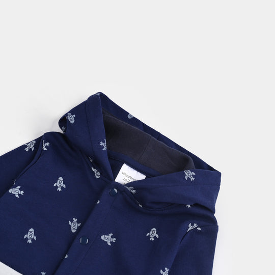Infant Boys Cotton Interlock Romper-NAVY