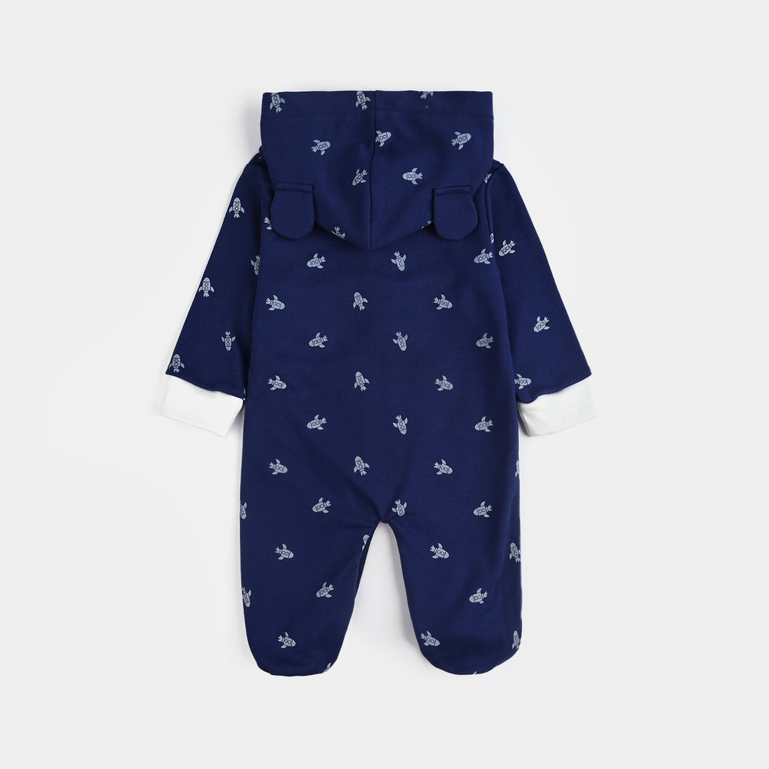 Infant Boys Cotton Interlock Romper-NAVY