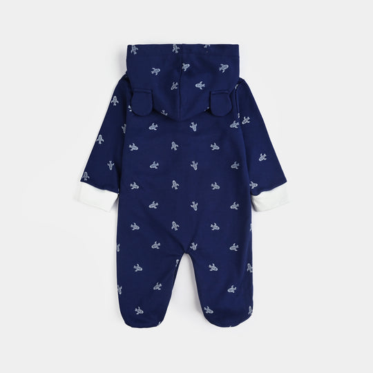 Infant Boys Cotton Interlock Romper-NAVY