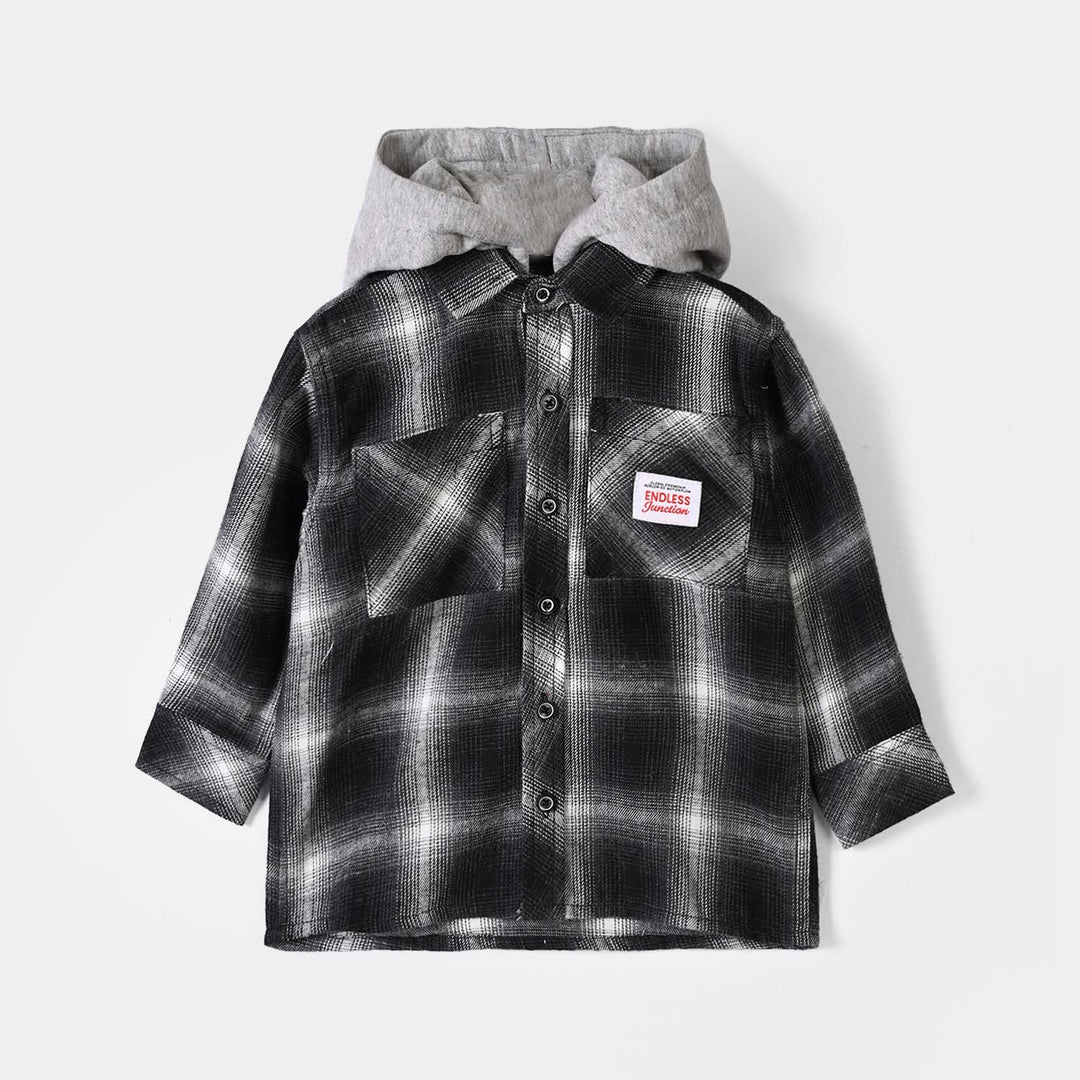 Boys Flannel Casual Shirt F/S Endless-BLACK